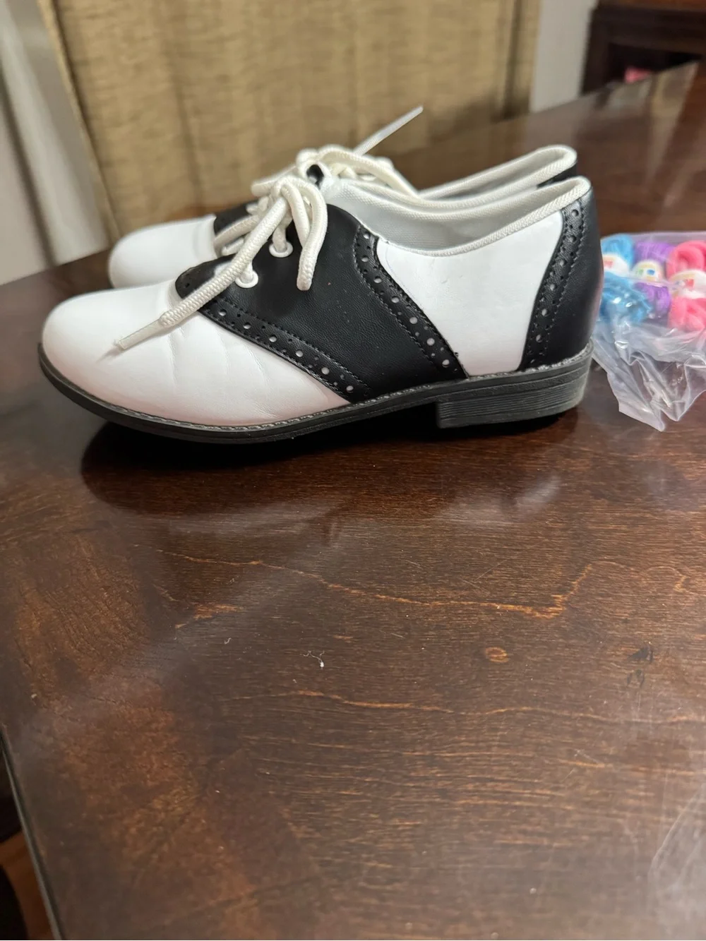 Kids Sock Hop Saddle Shoes - White & Black, Size 12